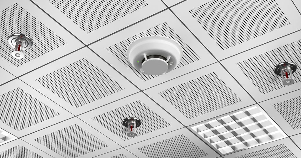 Fire detector and sprinklers
